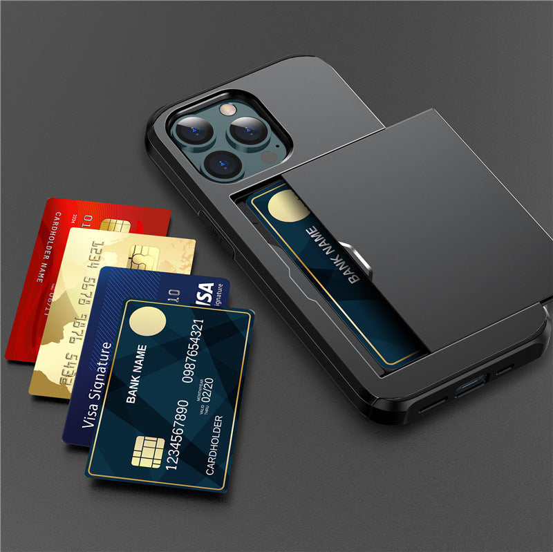 iPhone 17 ProMax phone case Apple 16 slide push card insert 14 15 anti drop protective cover