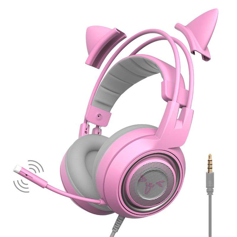Wired Headphones Gaming Headset 3.5mm Stereo Surround Sound USB 7.1 Led Light Earphones With Microphone For PS4 Game G951 Pink