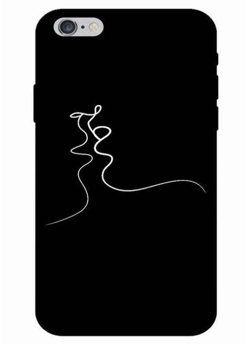 Mobile Shell Apple 8Plus Black tpu Face Line Soft Shell Simple Sketch Shell For iphone 6