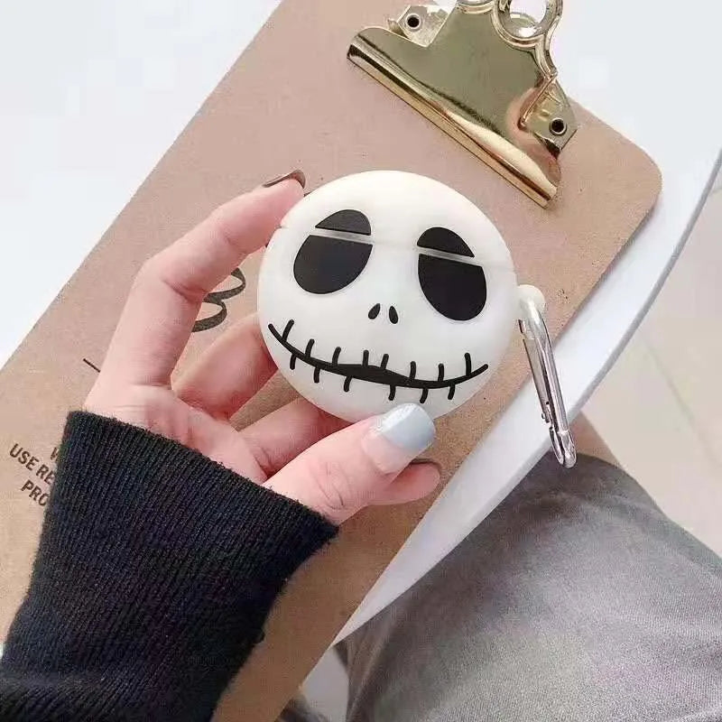 Halloween Cartoon Case For airpods 1 2 Cover Wireless Bluetooh ear phone airpod Case Carabiner Soft Silicone earphone Cover