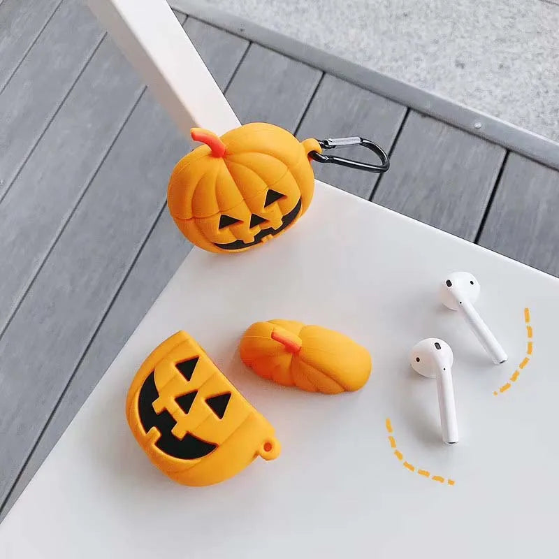 Halloween Cartoon Case For airpods 1 2 Cover Wireless Bluetooh ear phone airpod Case Carabiner Soft Silicone earphone Cover