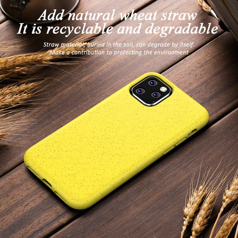 LOVECOM Wheat Straw Candy Color Phone Case For iPhone 11 Pro Max XR XS Max 6 6S 7 8 Plus X Soft Silicone Eco-friendly Back Cover