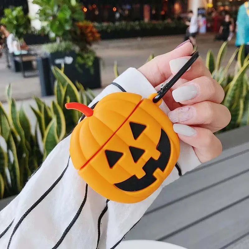 Halloween Cartoon Case For airpods 1 2 Cover Wireless Bluetooh ear phone airpod Case Carabiner Soft Silicone earphone Cover