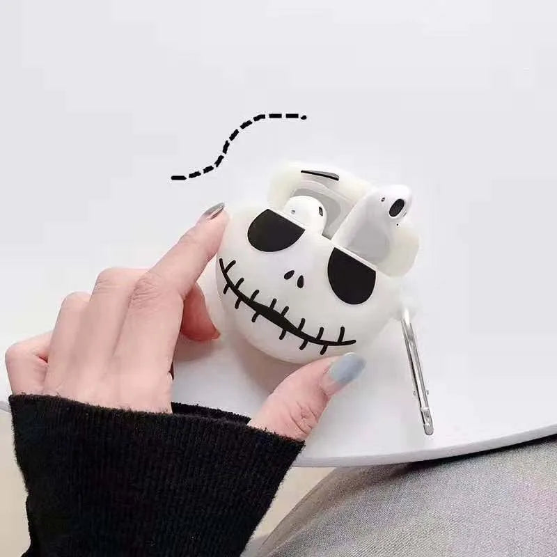 Halloween Cartoon Case For airpods 1 2 Cover Wireless Bluetooh ear phone airpod Case Carabiner Soft Silicone earphone Cover