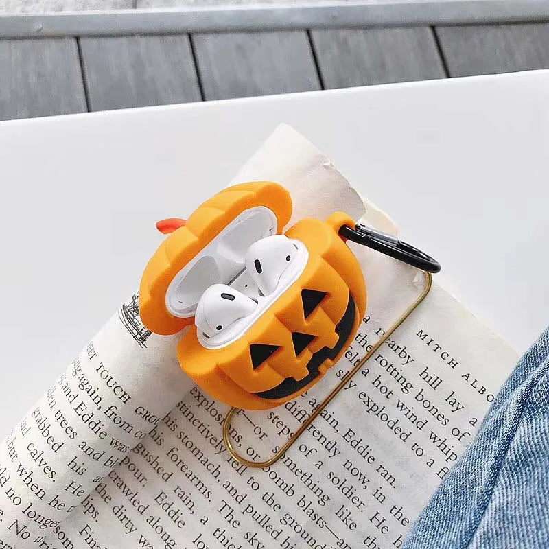 Halloween Cartoon Case For airpods 1 2 Cover Wireless Bluetooh ear phone airpod Case Carabiner Soft Silicone earphone Cover