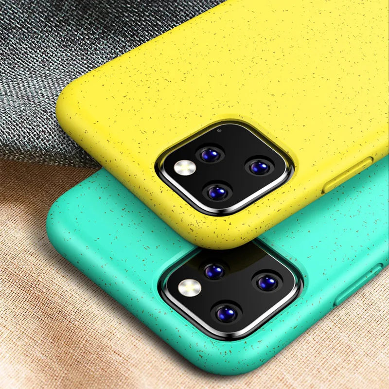 LOVECOM Wheat Straw Candy Color Phone Case For iPhone 11 Pro Max XR XS Max 6 6S 7 8 Plus X Soft Silicone Eco-friendly Back Cover