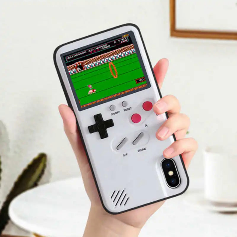 Gameboy Soft Phone Case Cover For iPhone X XR XS Max For iPhone 6 7 8 Plus Color Display 36 Classic Game Console Silicone Cover