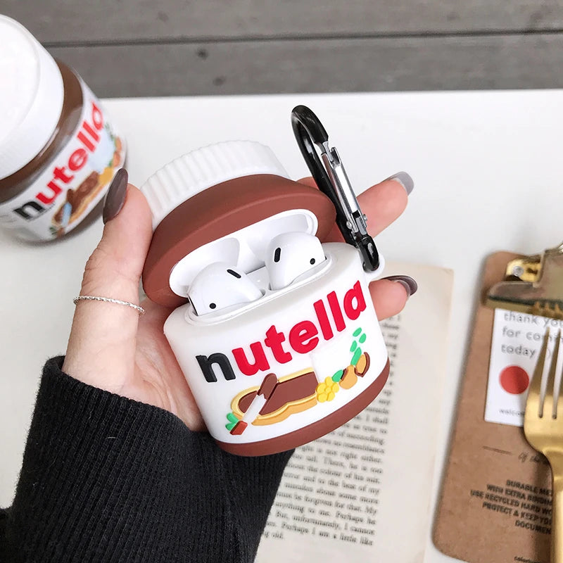 Nutella Hazelnut sauce Canned case for AirPods 1 2 pro 3 charging box Soft silicone shockproof earphone protective cover coque