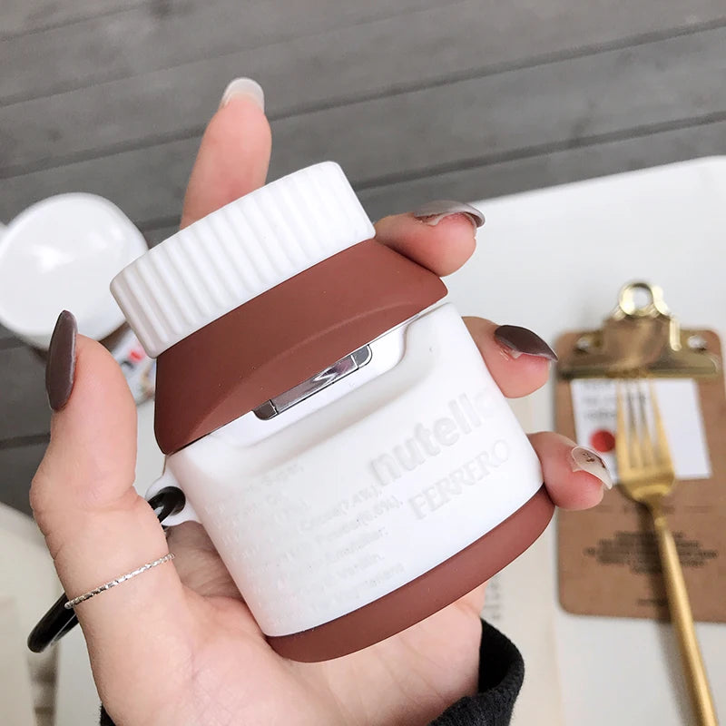 Nutella Hazelnut sauce Canned case for AirPods 1 2 pro 3 charging box Soft silicone shockproof earphone protective cover coque