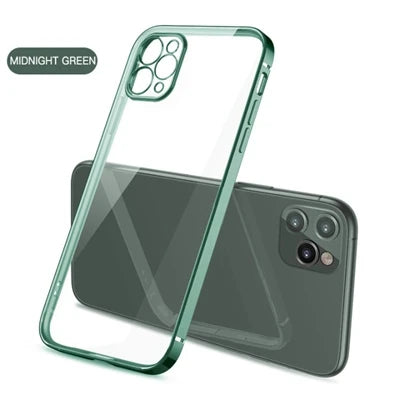 New Square Plating Soft Case For iPhone 11 Pro 11Pro Max Clear Cover For iphone 11 PROMAX Transparent Phone Case TPU Back Cover