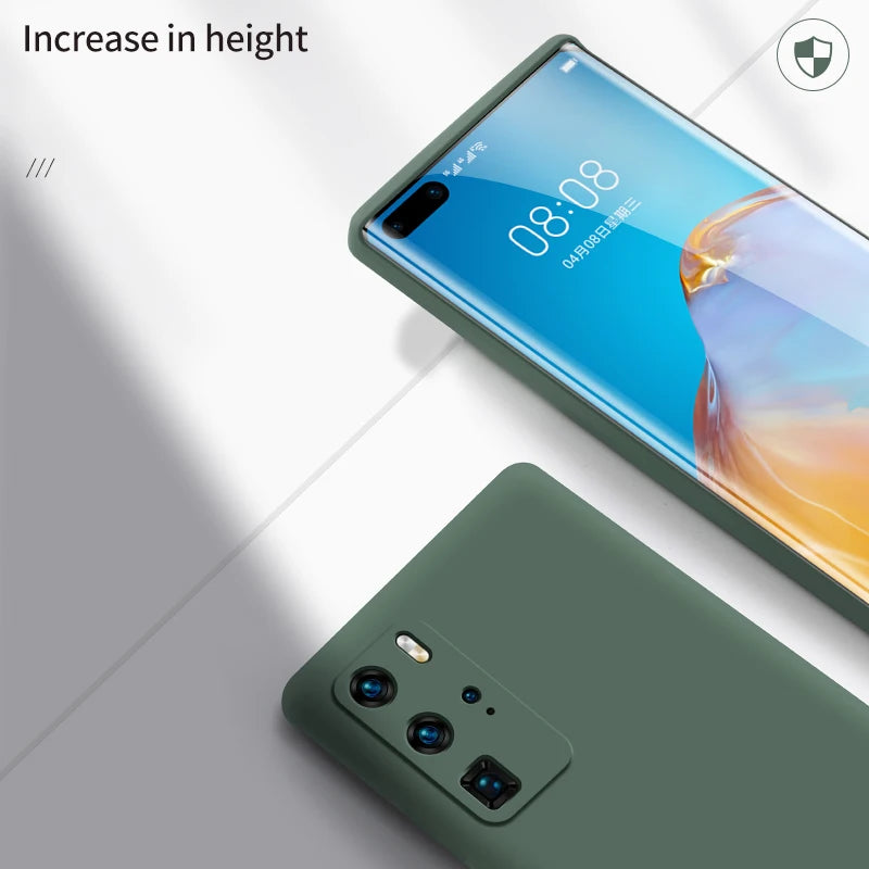 Liquid Silicone Case For Huawei  P40 P30 P20 Lite Pro Full protector Camera Case For Huawei Mate 20 30 Lite Pro Cover with Strap