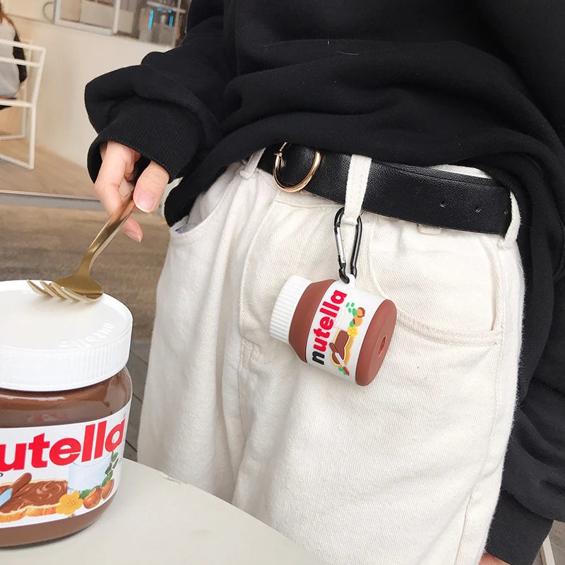 Nutella Hazelnut sauce Canned case for AirPods 1 2 pro 3 charging box Soft silicone shockproof earphone protective cover coque