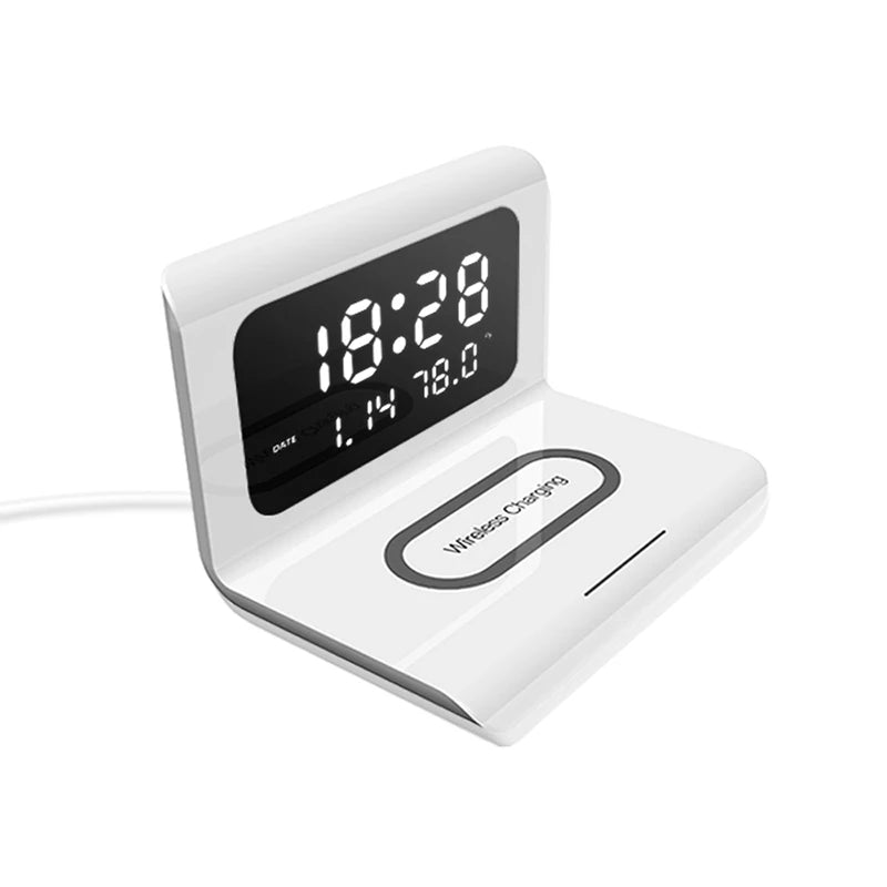 10W Qi Wireless Charger Wireless Charging Pad Thermometer Calendar Clock Fast Charge Cargador Inalambrico For Iphone Samsung