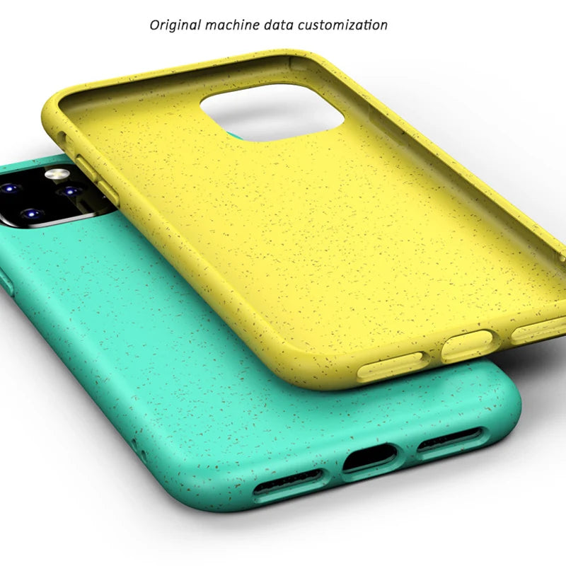 LOVECOM Wheat Straw Candy Color Phone Case For iPhone 11 Pro Max XR XS Max 6 6S 7 8 Plus X Soft Silicone Eco-friendly Back Cover